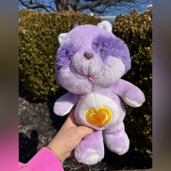 Care Bears Other - Vintage Care Bear Cousin 13” 1984 Bright Heart Raccoon Plush Purple